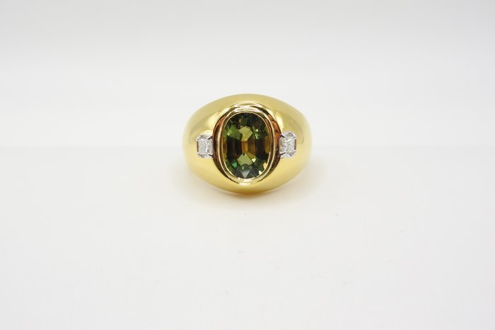 Ring - 18 kraat Gulguld -  3.04ct. tw. Safir - Diamant