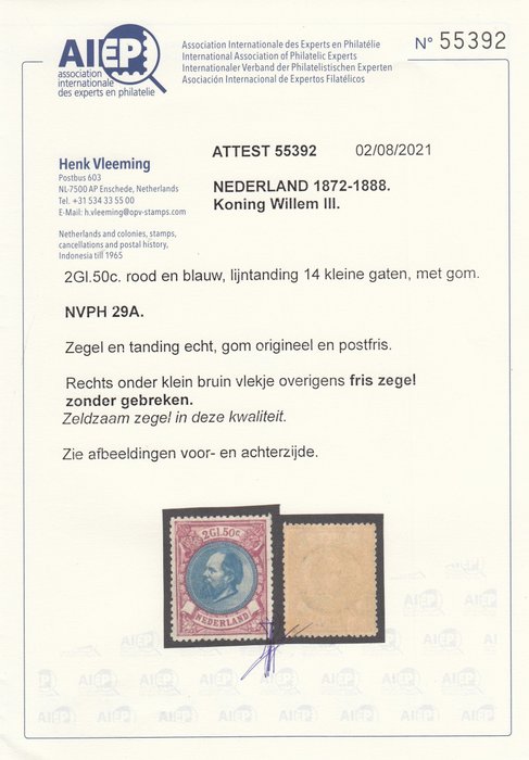 Holland 1872 - Kong Vilhelm III - NVPH 29