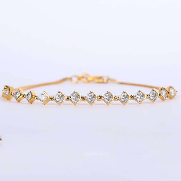 Armbånd - 14 karat Gulguld -  2.87ct. tw. Diamant (Natur) - Gul guld armbånd