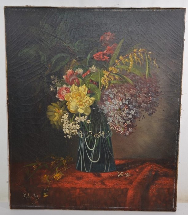 Pauline Petit XXe - Nature morte au bouquet de fleurs