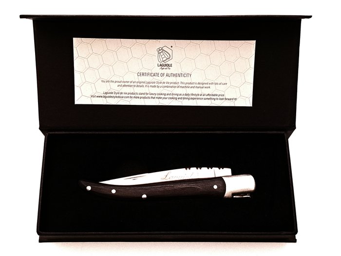 Laguiole - Pocket Knife - Black Ebony Wood - style de - Lommekniv