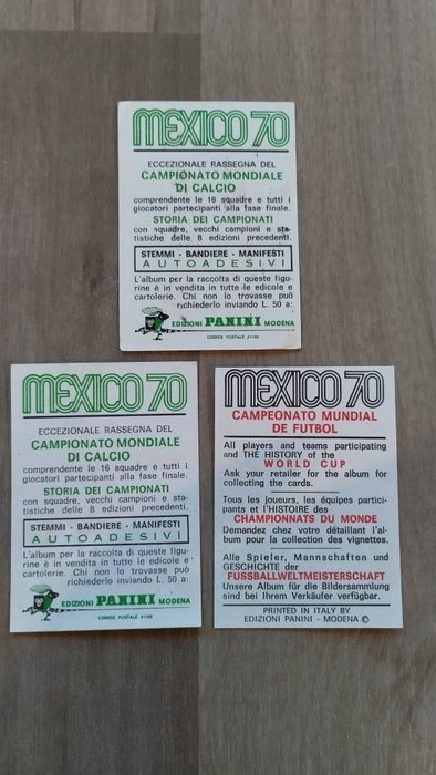 Panini - World Cup Mexico 70 - Carlos Alberto / Luis Cubilla / Gustavo Pena - 3 Card