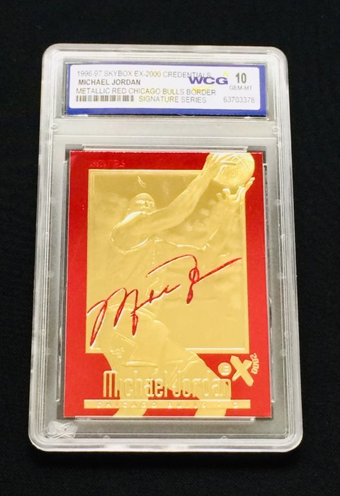 1996/97 - Skybox - EX-2000 Credentials - Michael Jordan - Metallic Red Chicago Bulls Border Signature Series - 1 Graded card - WCG 10