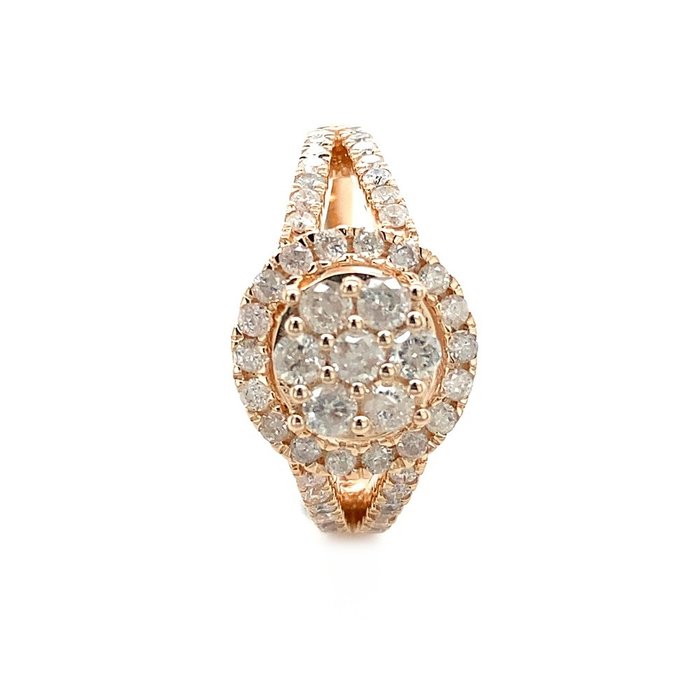 Ring - 14 karat Rosaguld -  0.97ct. tw. Diamant (Natur)