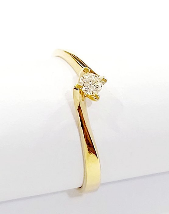 Ring - 18 kraat Gulguld -  0.17ct. tw. Diamant (Natur)