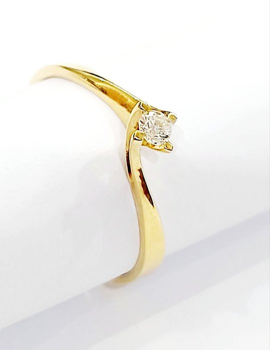 Ring - 18 kraat Gulguld -  0.17ct. tw. Diamant (Natur)