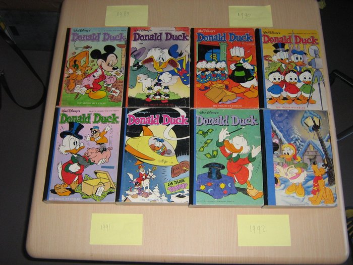 Donald Duck - jaargangen 1989 1990 1991 en 1992 - 209 tegneserier indbundet i 8 bøger