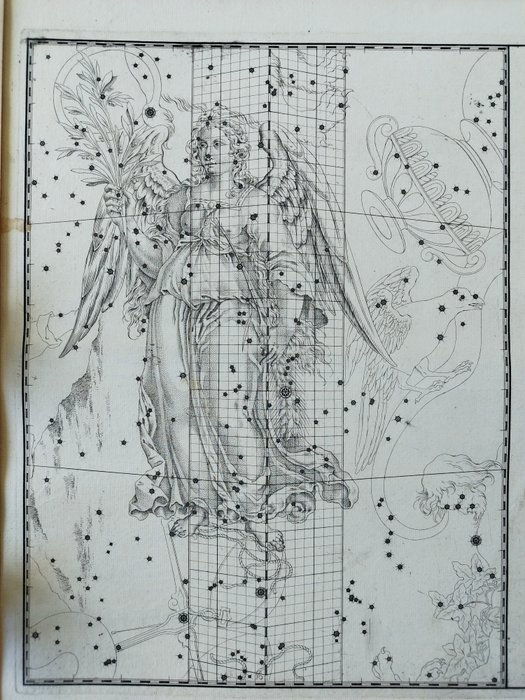 Carte celeste - Jomfru konstellation; John Bevis - Carte celeste de la constelation de la Vierge - 1721-1750