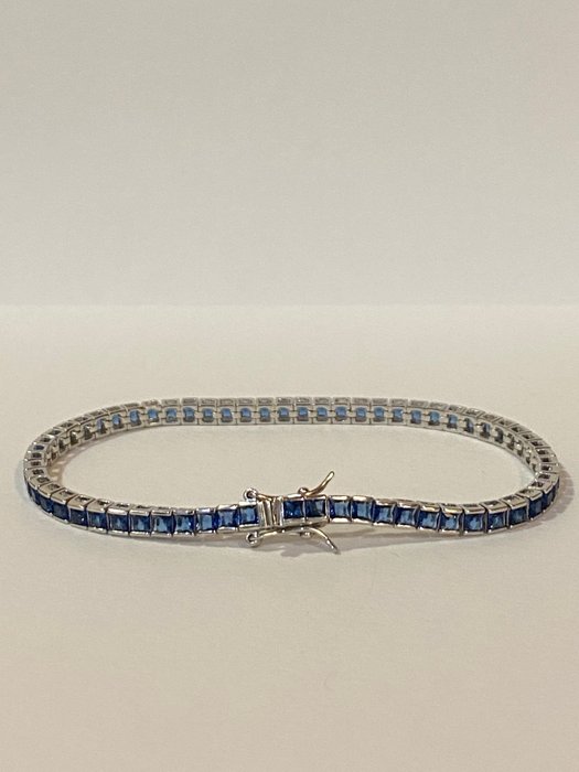 Ingen mindstepris - Armbånd Sølv -  6.00ct. tw. Safir - Safir - Safir tennis