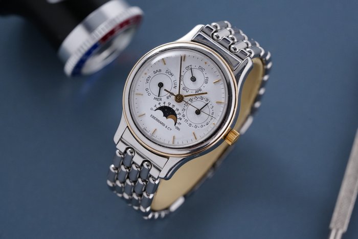 Eberhard  Co. - Quantieme Royal Triple Date and Moonphase White Dial Two Tone - 32006 - Mænd - 1990-1999