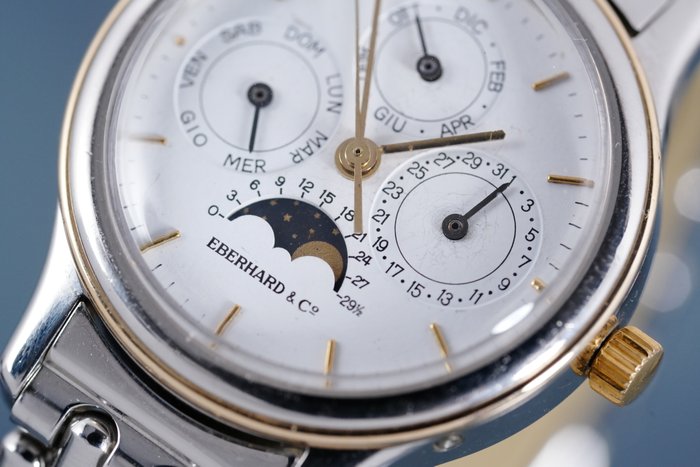 Eberhard  Co. - Quantieme Royal Triple Date and Moonphase White Dial Two Tone - 32006 - Mænd - 1990-1999