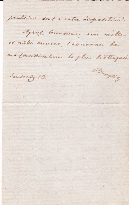 Victor-François de Broglie. Maréchal de France [Louis XVI] - Lettre autographe signée [une partie de campagne] - 1