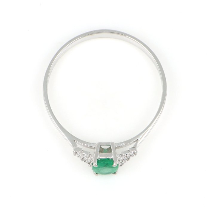 Ingen mindstepris - Ring - 18 kraat Hvidguld -  0.50ct. tw. Smaragd - Diamant