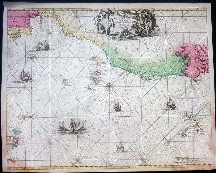 Afrika - Østlige Atlanterhav; Frederik De Wit - Barbariae et Guineae Maritimi a Freto Gibraltar ad Fluvium Gambiae - 1681-1700