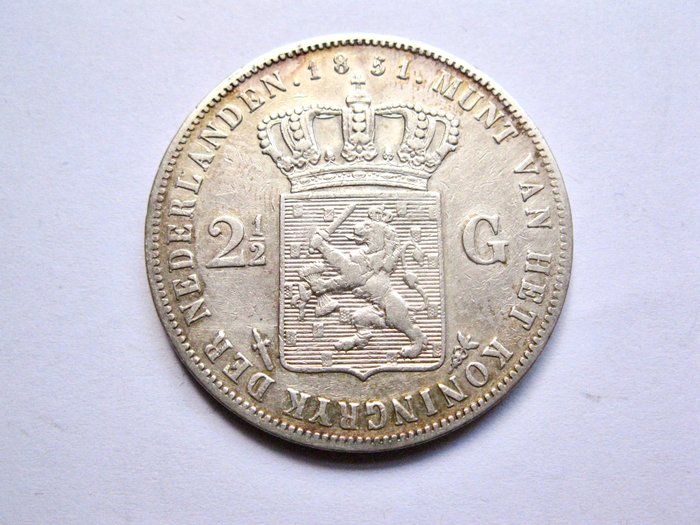 Holland. Willem III. 2-1/2 Gulden 1851a  (Ingen mindstepris)