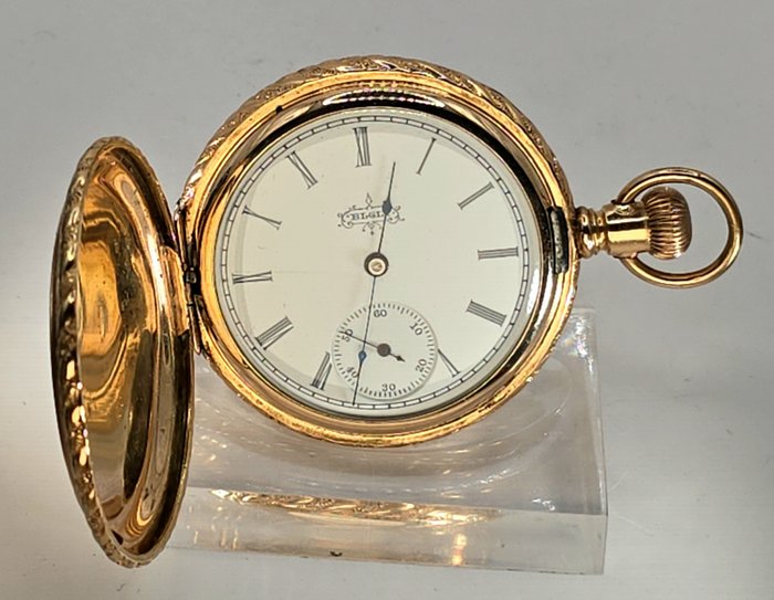 Elgin, Natl. Watch Co., U.S.A - Savonette Schmuckuhr - vergoldet - Prunkwerk - Komplettgravur - No Reserve Price - USA omkring 1890