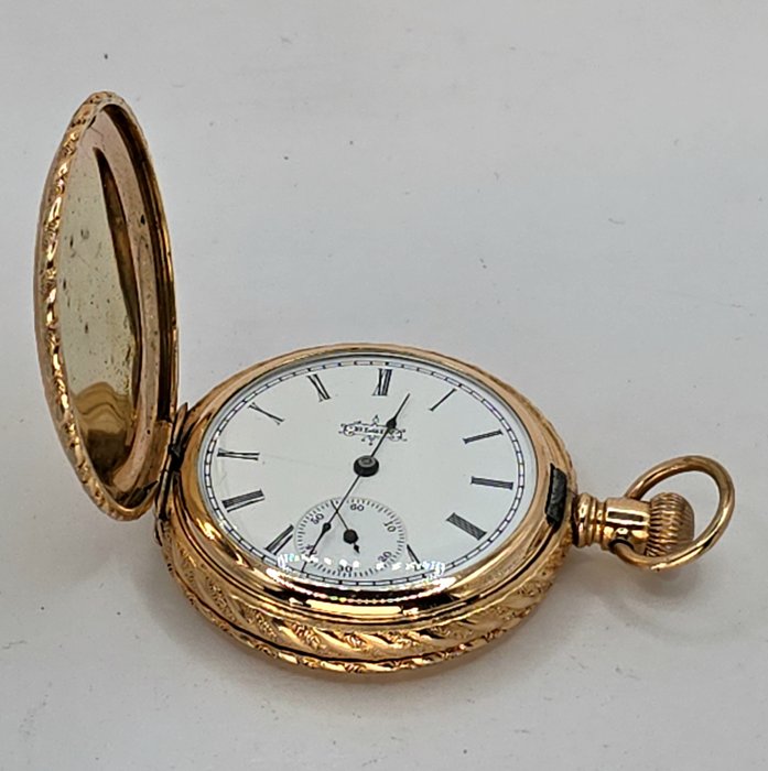 Elgin, Natl. Watch Co., U.S.A - Savonette Schmuckuhr - vergoldet - Prunkwerk - Komplettgravur - No Reserve Price - USA omkring 1890