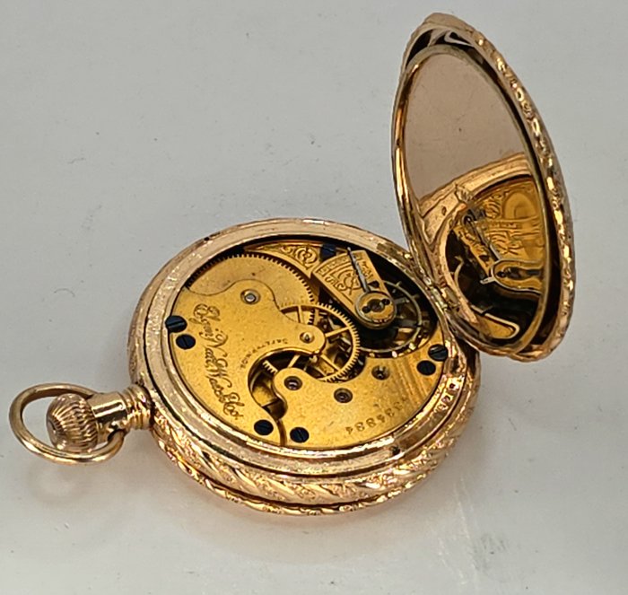 Elgin, Natl. Watch Co., U.S.A - Savonette Schmuckuhr - vergoldet - Prunkwerk - Komplettgravur - No Reserve Price - USA omkring 1890