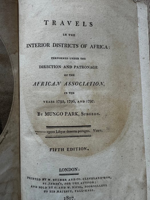 Mungo Park - Travels in the Interior Districts of Africa - 1807