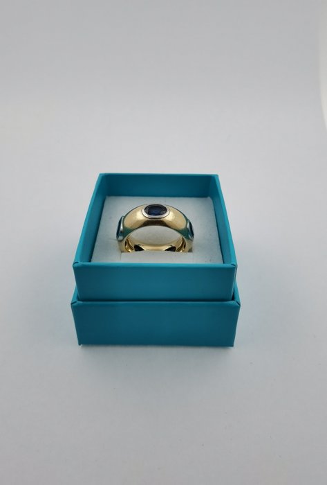 Ring - 18 kraat Gulguld Hvidguld -  025ct tw Safir