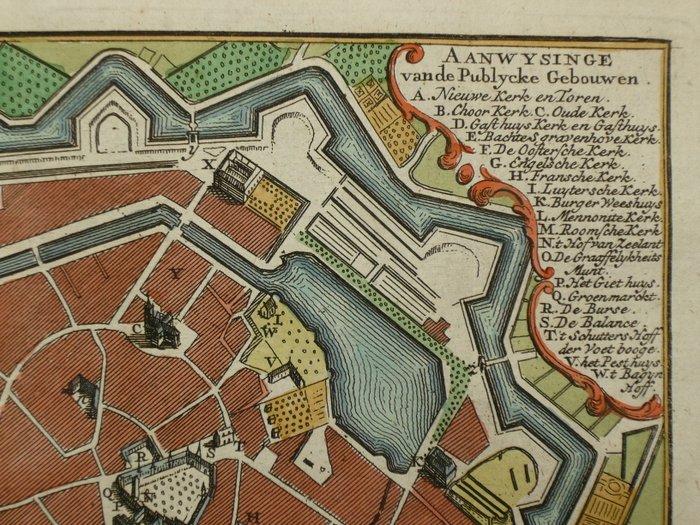 Holland - Middelburg; Hendrik de Leth - Afbeelding van de stad Middelburg in Zeeland - 1740