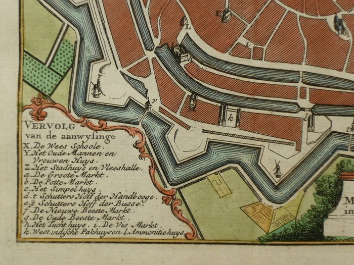 Holland - Middelburg; Hendrik de Leth - Afbeelding van de stad Middelburg in Zeeland - 1740