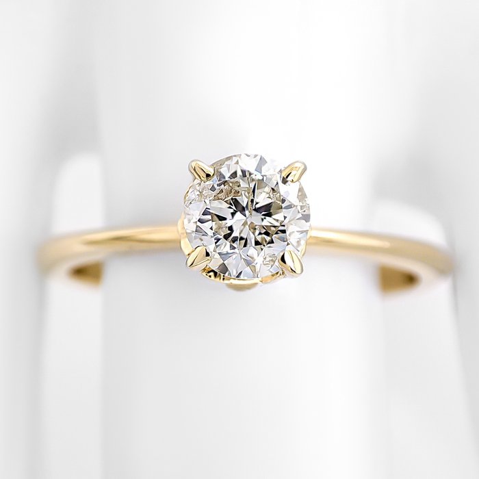 Ring - 14 karat Gulguld -  0.52ct. tw. Brun Diamant (Naturfarvet)