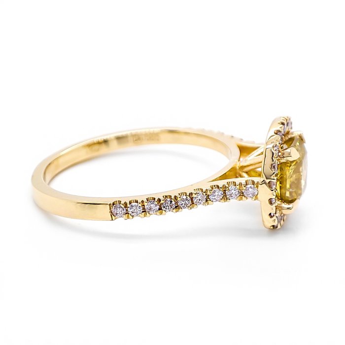 Ring - 14 karat Gulguld -  1.26ct. tw. Gul Diamant (Naturfarvet) - Diamant