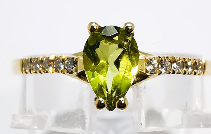 Ingen mindstepris - Ring - 14 karat Gulguld Peridot