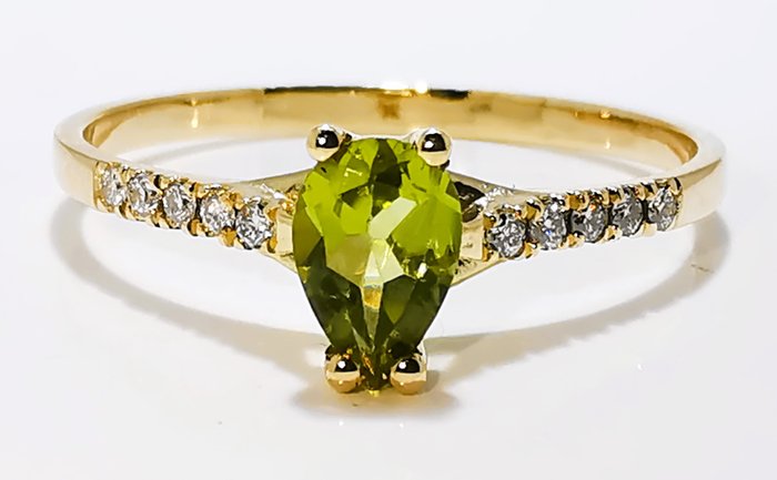 Ingen mindstepris - Ring - 14 karat Gulguld Peridot