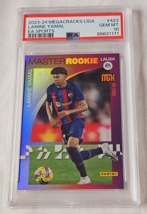 2023/24 Panini Megacracks Liga EA Sports Lamine Yamal #423 Master Rookie PSA 10 - 1 Graded card