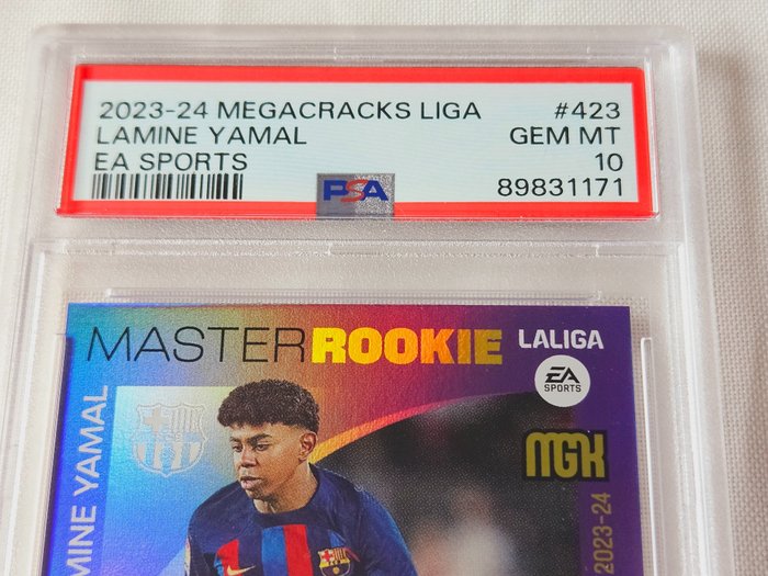 2023/24 Panini Megacracks Liga EA Sports Lamine Yamal #423 Master Rookie PSA 10 - 1 Graded card