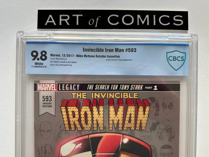 Invincible Iron Man #593 - Mike McKone Retailer Variant - Doctor Doom, Thing Appearance - CBCS Graded 9.8! - Extremely High Grade! - White Pages! - 1 Graded comic - Første udgave - 2017