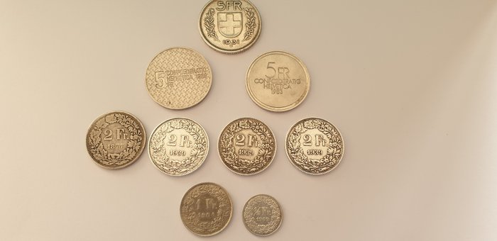 Schweiz. Lot of silver swiss coins  (Ingen mindstepris)