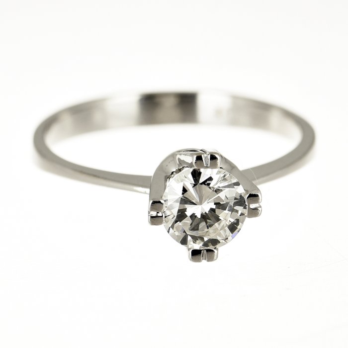 Ring - 18 kraat Hvidguld Diamant (Natur)