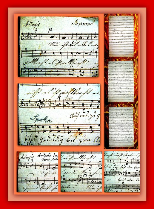 Signiertes Notenmanuskript : Instrumentalkomponist - komponiertes Musikstück Cornu Secondo Bütten-Papier  Wasserzeichen - 1813