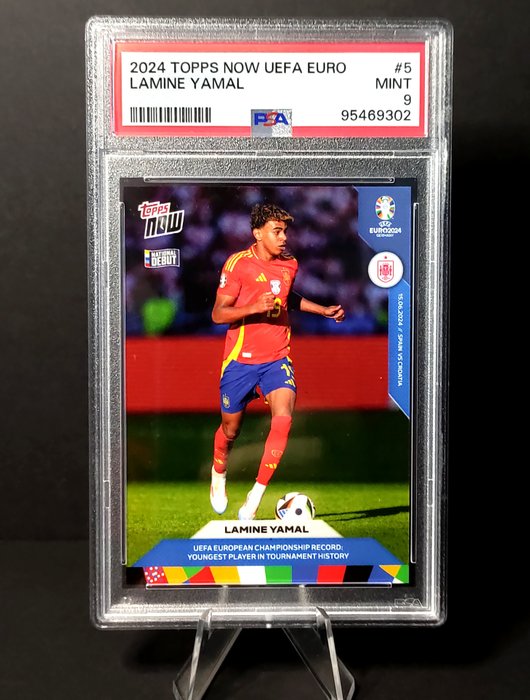 2024 Topps Now UEFA Euro Lamine Yamal #5 National Debut PSA 9 Graded card