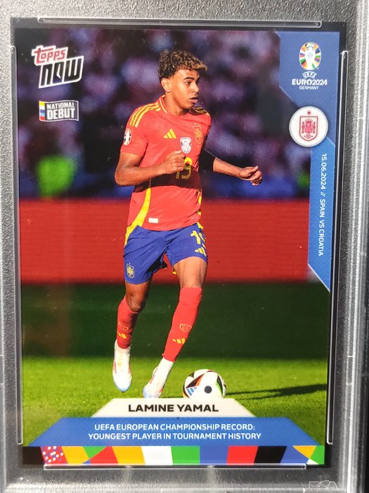 2024 Topps Now UEFA Euro Lamine Yamal #5 National Debut PSA 9 Graded card