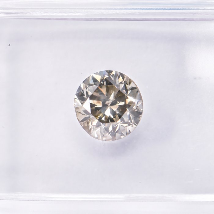 Ingen mindstepris - 1 pcs Diamant  (Naturfarvet)  - 1.01 ct - Rund - Fancy Brunlig Gul - I1 - International Gemological Institute (IGI)