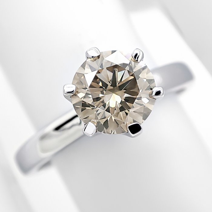 Ring - 14 karat Hvidguld -  1.18ct. tw. Grå Diamant (Naturfarvet)