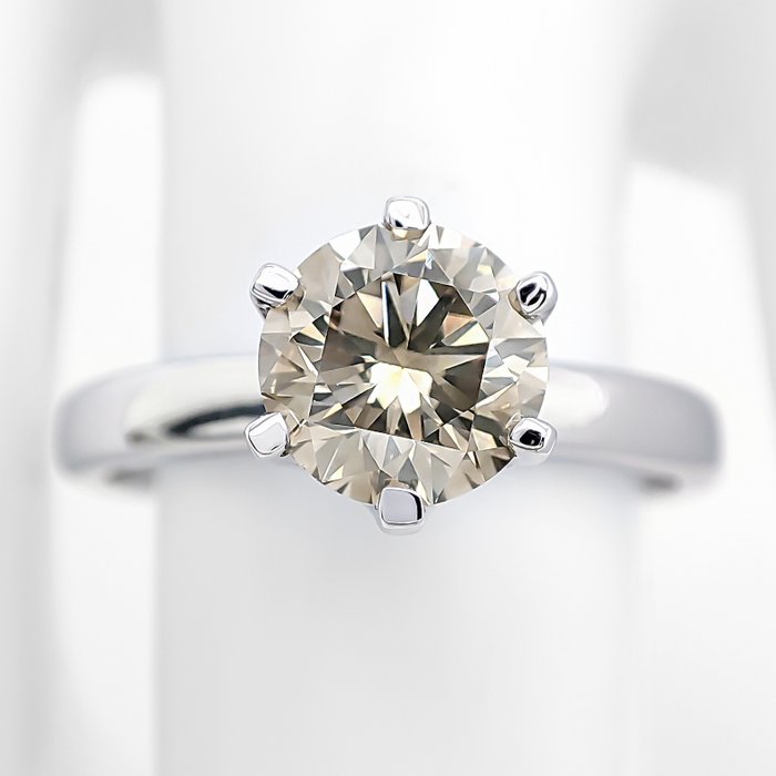 Ring - 14 karat Hvidguld -  1.18ct. tw. Grå Diamant (Naturfarvet)