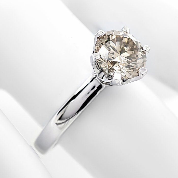 Ring - 14 karat Hvidguld -  1.18ct. tw. Grå Diamant (Naturfarvet)