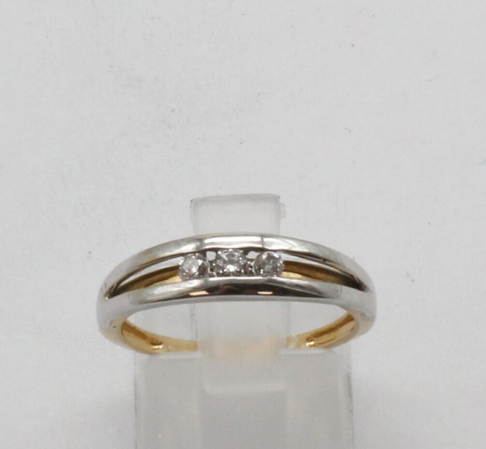 Ingen mindstepris - Ring - 18 kraat Gulguld, Hvidguld Diamant (Natur)  - Diamant