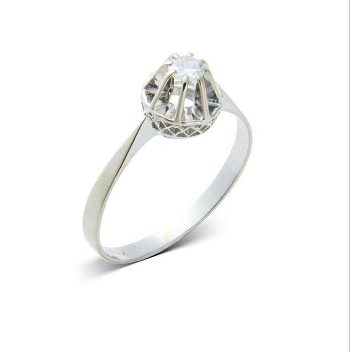 Forlovelsesring - 18 kraat Hvidguld -  0.20ct. tw. Diamant (Natur)  - Tidløs 0,20Ct Dia Soli