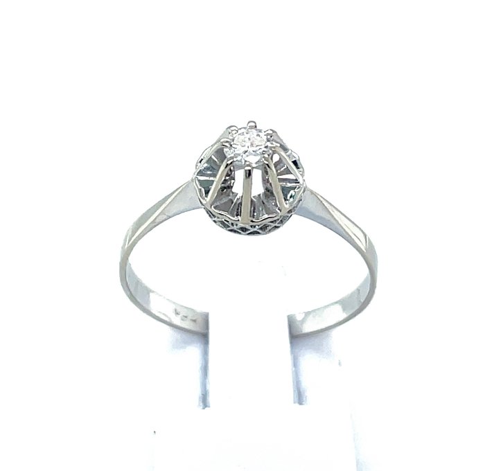 Forlovelsesring - 18 kraat Hvidguld -  0.20ct. tw. Diamant (Natur)  - Tidløs 0,20Ct Dia Soli