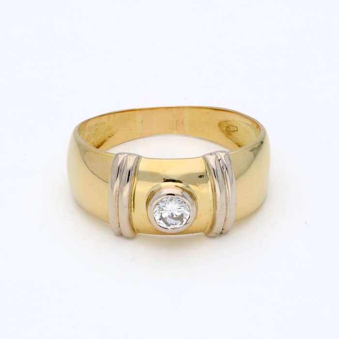 Ring - 18 kraat Gulguld, Hvidguld Diamant (Natur)