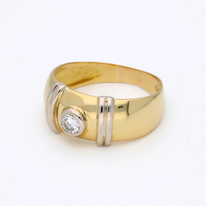 Ring - 18 kraat Gulguld, Hvidguld Diamant (Natur)