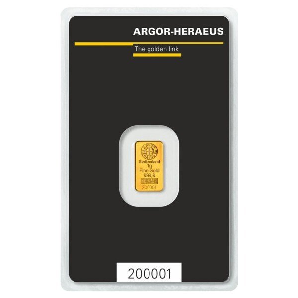 1 gram - Guld 999 - Argor, Heraeus - Forseglet  (Ingen mindstepris)