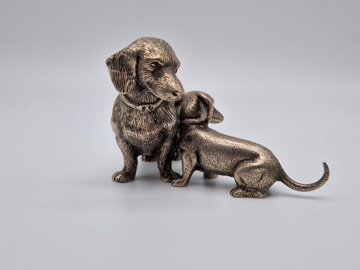 Skulptur Hund Dackel Figur Silber Tier Familie - 62 cm - 915 sølv