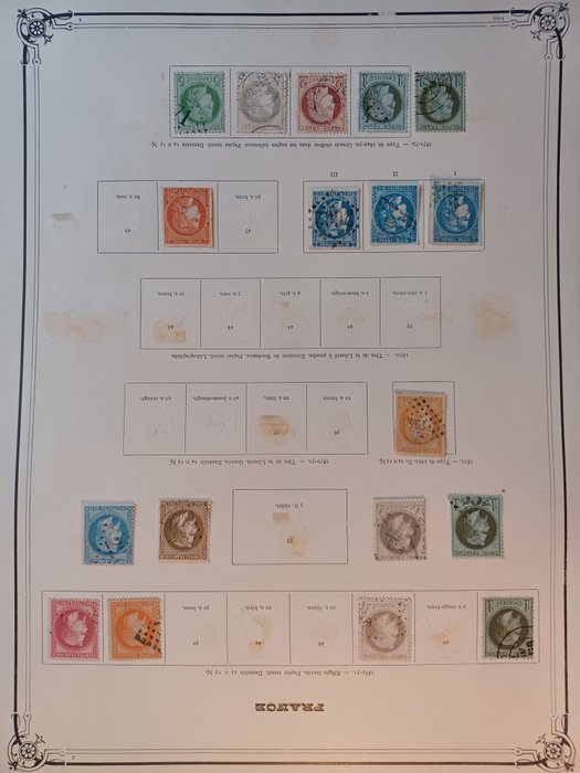 Frankrig 1849/1898 - Interessant parti klassiske TP'er, Mint**, Mint* og annulleret på Yvert-albumark